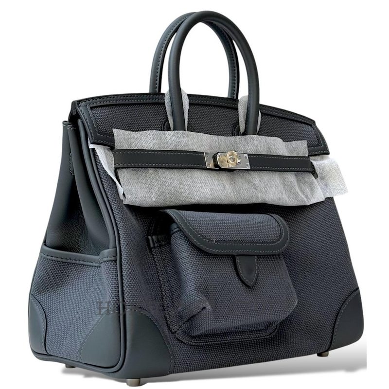 Hermès Birkin Cargo 25 Gris Misty Toile / Swift PHW