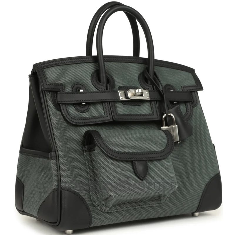Hermès Birkin Cargo 25 Vert Mangrove Toile / Black Swift PHW