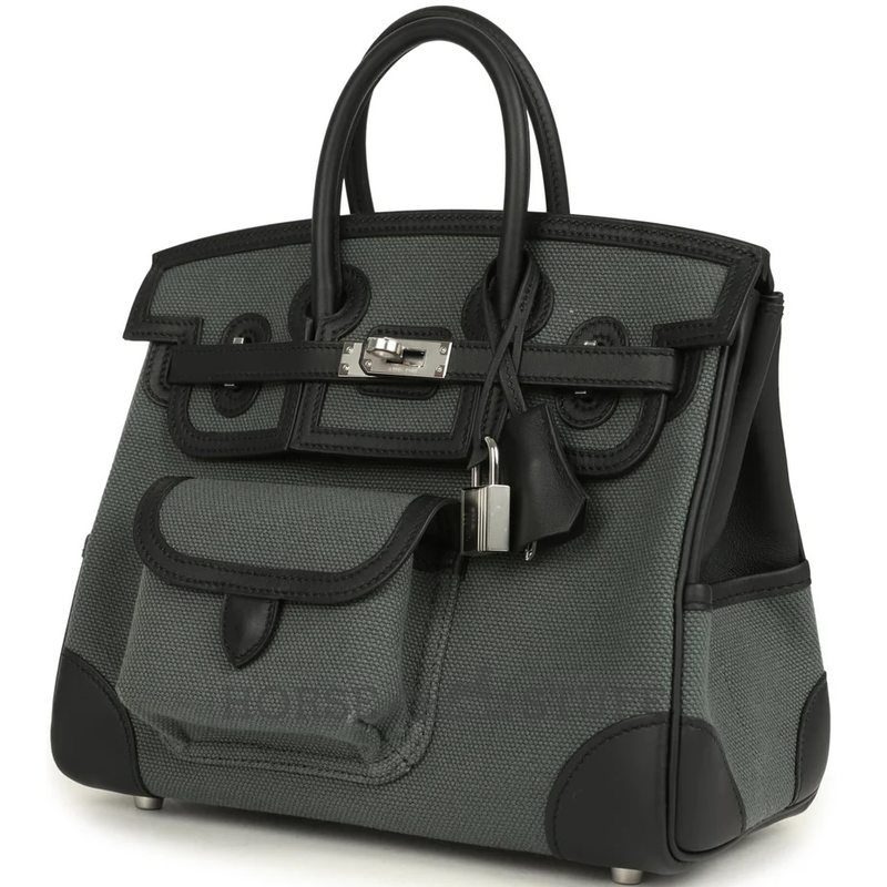 Hermès Birkin Cargo 25 Vert Mangrove Toile / Black Swift PHW