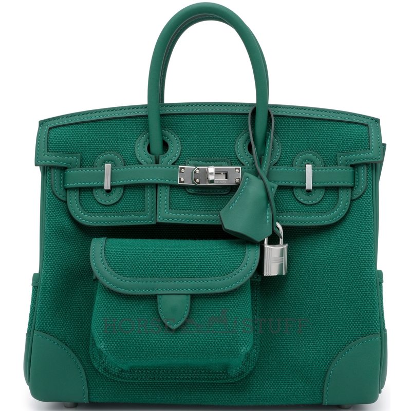Hermès Birkin Cargo 25 Vert Vertigo Toile / Swift PHW