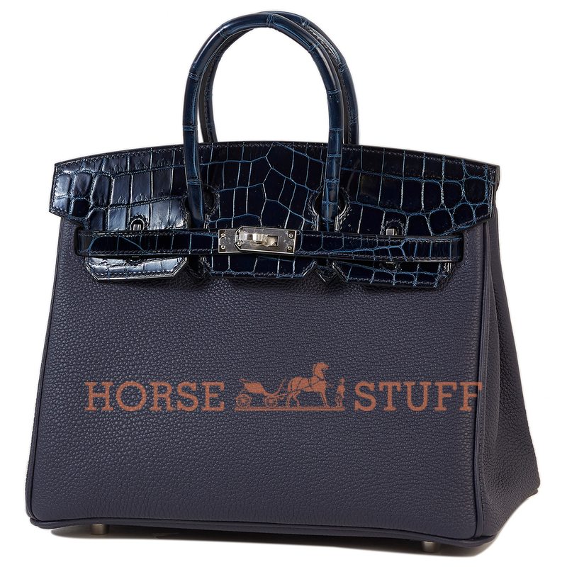 Hermès Birkin 25 Touch Blue Baltique Togo / Crocodile Niloticus PHW