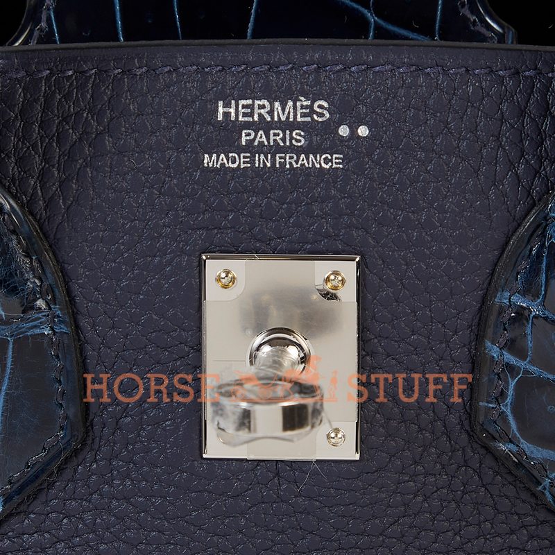 Hermès Birkin 25 Touch Blue Baltique Togo / Crocodile Niloticus PHW