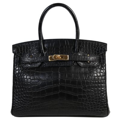 Hermès Birkin 30 Black Matte Crocodile Alligator GHW