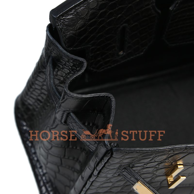 Hermès Birkin 30 Black Matte Crocodile Alligator GHW