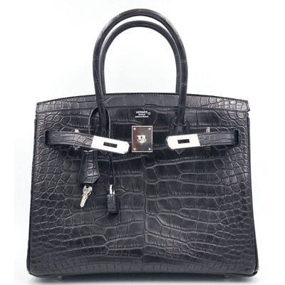 Hermès Birkin 30 Black Matte Crocodile Alligator PHW