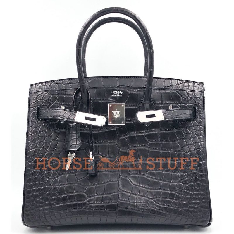 Hermès Birkin 30 Black Matte Crocodile Alligator PHW