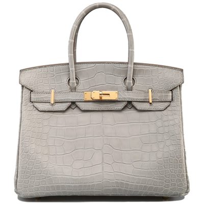 Hermès Birkin 30 Gris Perle Matte Crocodile Alligator GHW