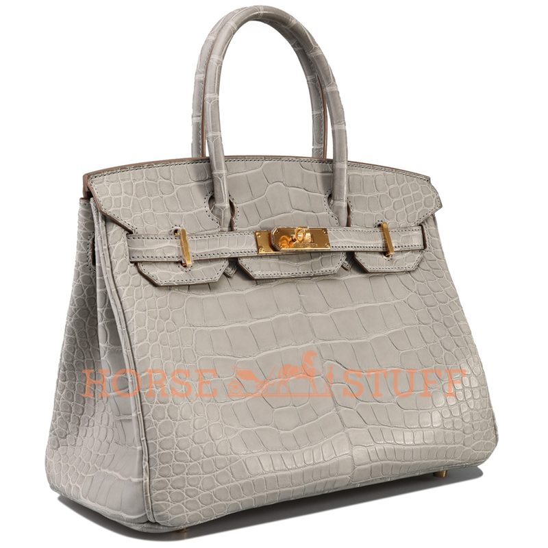 Hermès Birkin 30 Gris Perle Matte Crocodile Alligator GHW