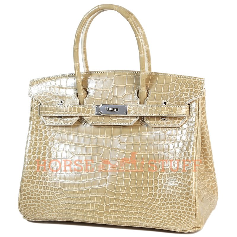 Hermès Birkin 30 Beige Crocodile Porosus PHW