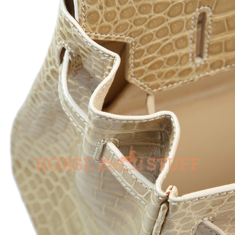 Hermès Birkin 30 Beige Crocodile Porosus PHW