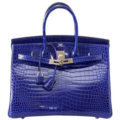 Hermès Birkin 35 Blue Electrique Lisse Crocodile Porosus PHW