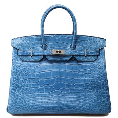 Hermès Birkin 35 Mykonos Matte Crocodile Alligator PHW