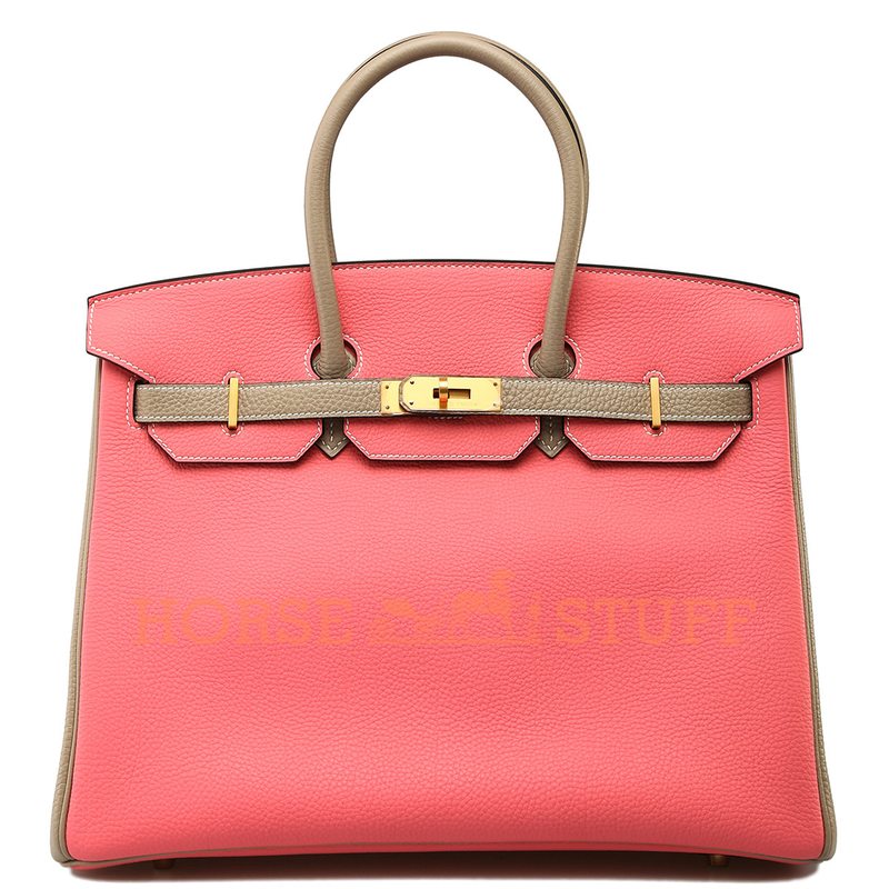 Hermès Birkin 35 Special Order HSS Rose Lipstick / Gris Tourterelle Togo GHW