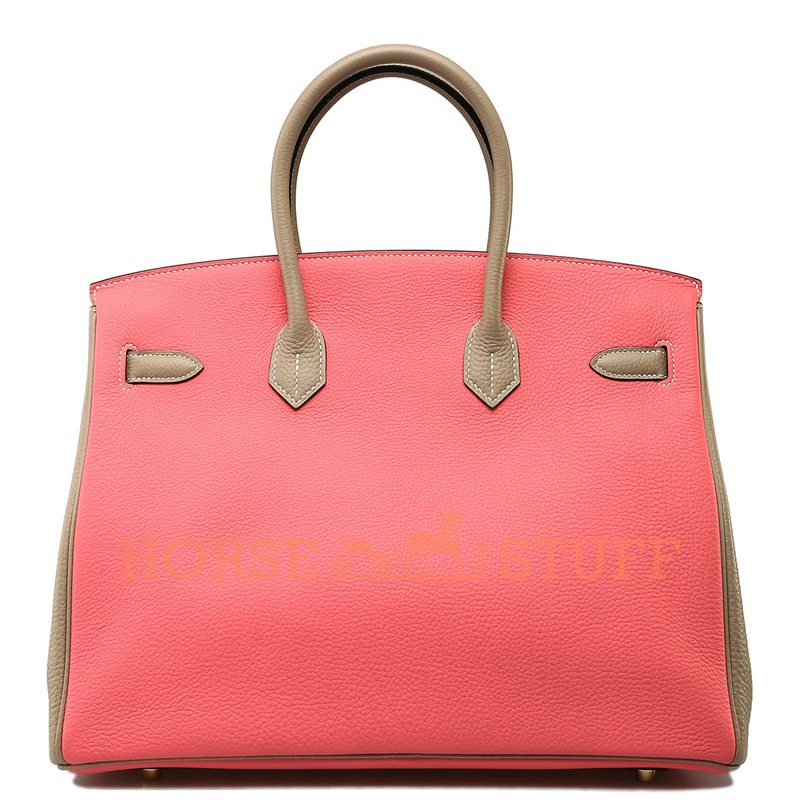 Hermès Birkin 35 Special Order HSS Rose Lipstick / Gris Tourterelle Togo GHW