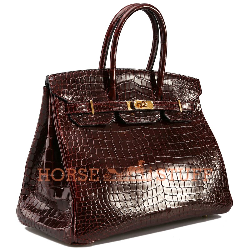 Hermès Birkin 35 Bordeaux Lisse Crocodile Porosus GHW