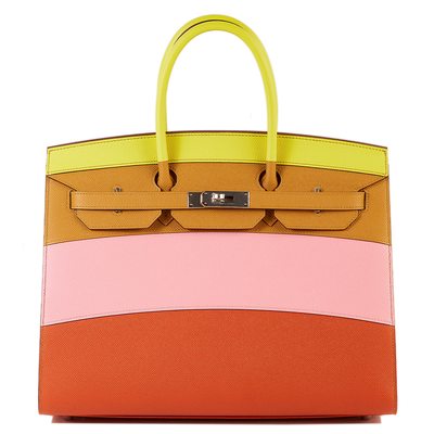 Hermès Birkin Sellier 35 Limited Edition Sunrise Multicolor Lime/ Rose Confetti/ Sesame/ Terre Battue Epsom PHW