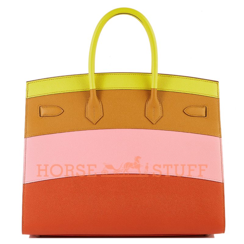 Hermès Birkin Sellier 35 Limited Edition Sunrise Multicolor Lime/ Rose Confetti/ Sesame/ Terre Battue Epsom PHW