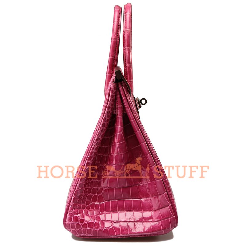 Hermès Birkin 30 Fuchsia Lisse Crocodile Porosus PHW