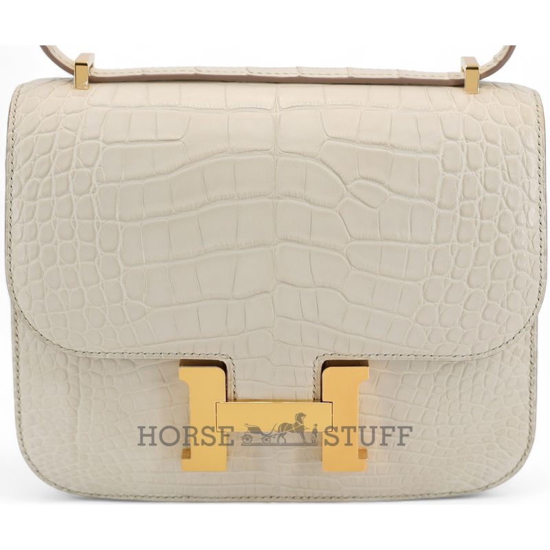 HERMÈS Constance Mini 18 Beton Matte Crocodile Alligator GHW
