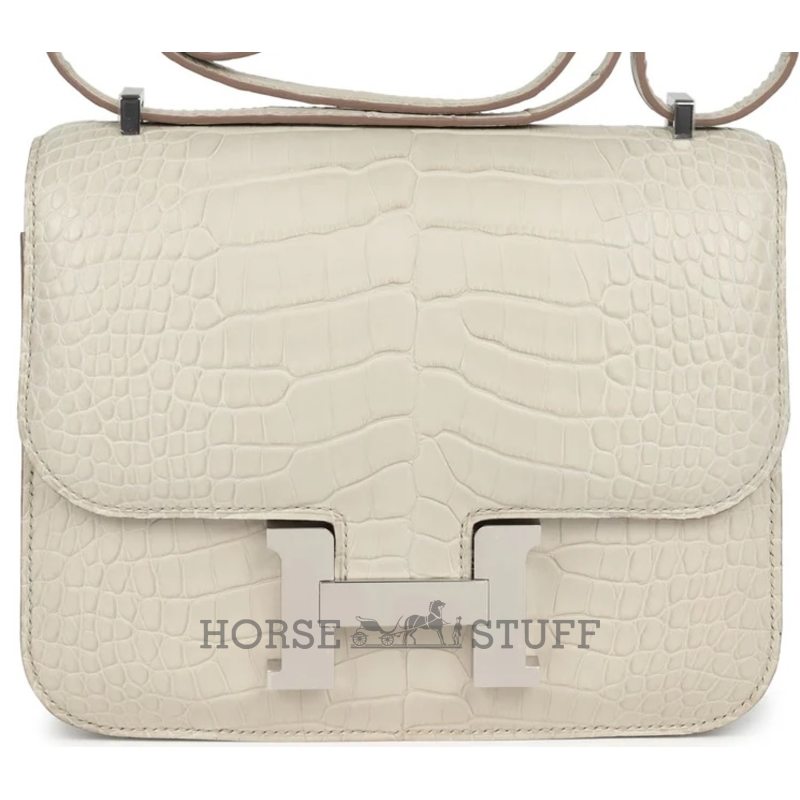 HERMÈS Constance Mini 18 Beton Matte Crocodile Alligator PHW