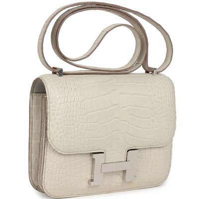 HERMÈS Constance Mini 18 Beton Matte Crocodile Alligator PHW