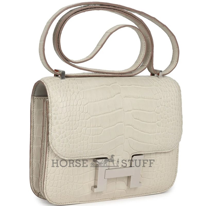 HERMÈS Constance Mini 18 Beton Matte Crocodile Alligator PHW