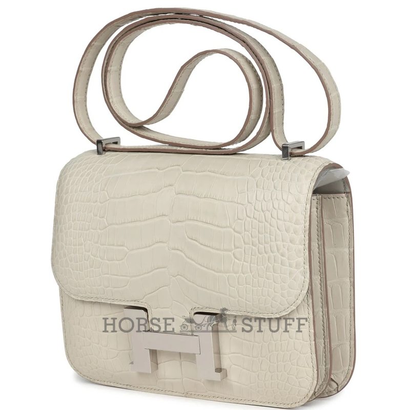 HERMÈS Constance Mini 18 Beton Matte Crocodile Alligator PHW