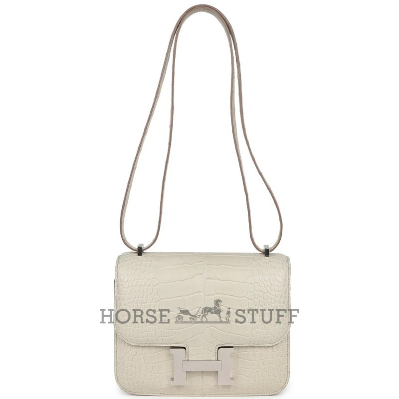 HERMÈS Constance Mini 18 Beton Matte Crocodile Alligator PHW
