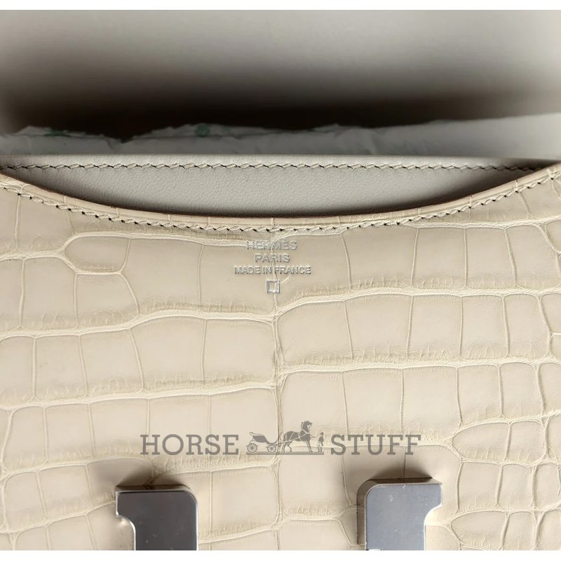 HERMÈS Constance Mini 18 Beton Matte Crocodile Alligator PHW