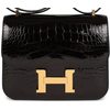 HERMÈS Constance Mini 18 Black Shiny Crocodile Alligator GHW