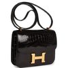 HERMÈS Constance Mini 18 Black Shiny Crocodile Alligator GHW