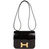 HERMÈS Constance Mini 18 Black Shiny Crocodile Alligator GHW