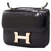 HERMÈS Constance Mini 18 Black Shiny Crocodile Alligator RGHW