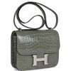 HERMÈS Constance Mini 18 Gris Ciment Shiny Crocodile Alligator PHW