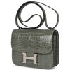 HERMÈS Constance Mini 18 Gris Ciment Shiny Crocodile Alligator PHW