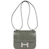 HERMÈS Constance Mini 18 Gris Ciment Shiny Crocodile Alligator PHW