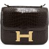 HERMÈS Constance Mini 18 Gris Elephant Shiny Crocodile Alligator GHW