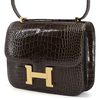 HERMÈS Constance Mini 18 Gris Elephant Shiny Crocodile Alligator GHW
