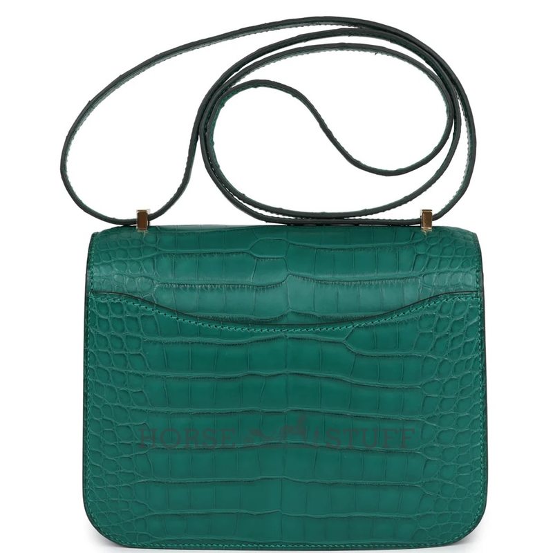 HERMÈS Constance Mini 18 Malachite Matte Crocodile Alligator GHW
