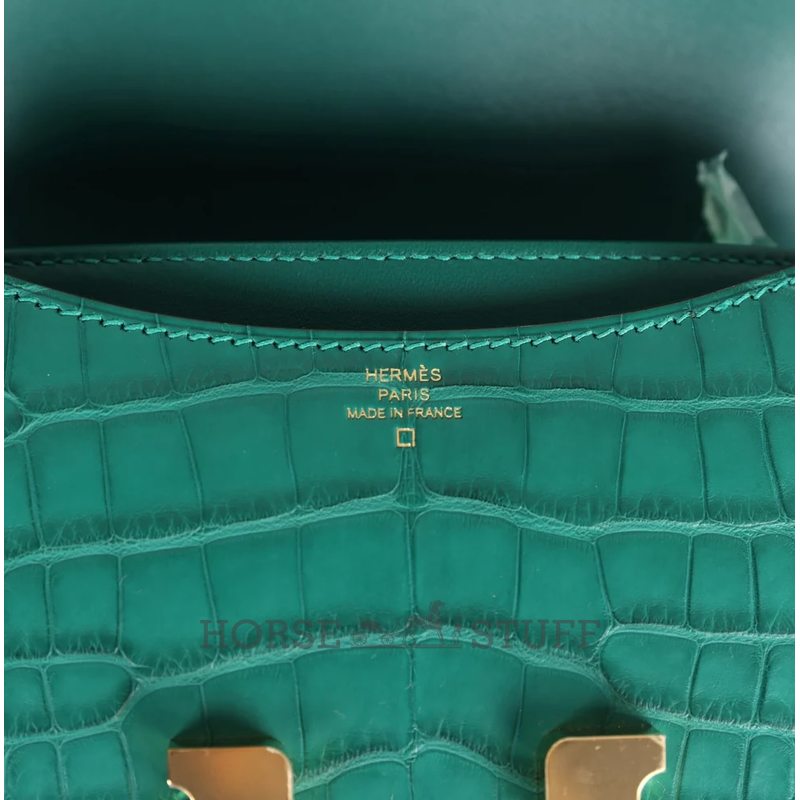 HERMÈS Constance Mini 18 Malachite Matte Crocodile Alligator GHW