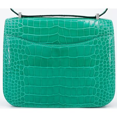 HERMÈS Constance Mini 18 Vert Jade Shiny Crocodile Alligator PHW