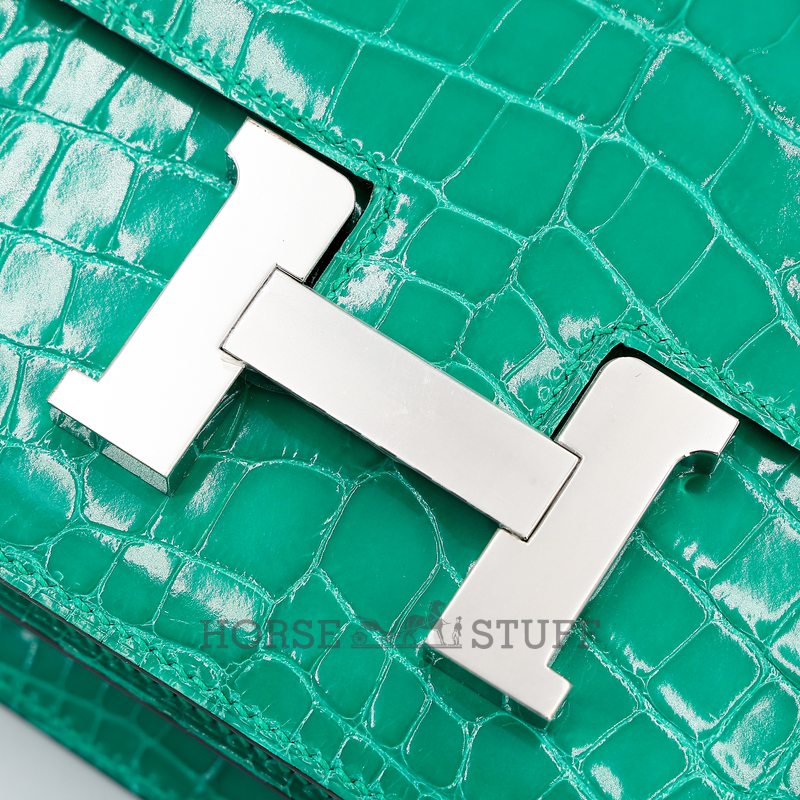 HERMÈS Constance Mini 18 Vert Jade Shiny Crocodile Alligator PHW