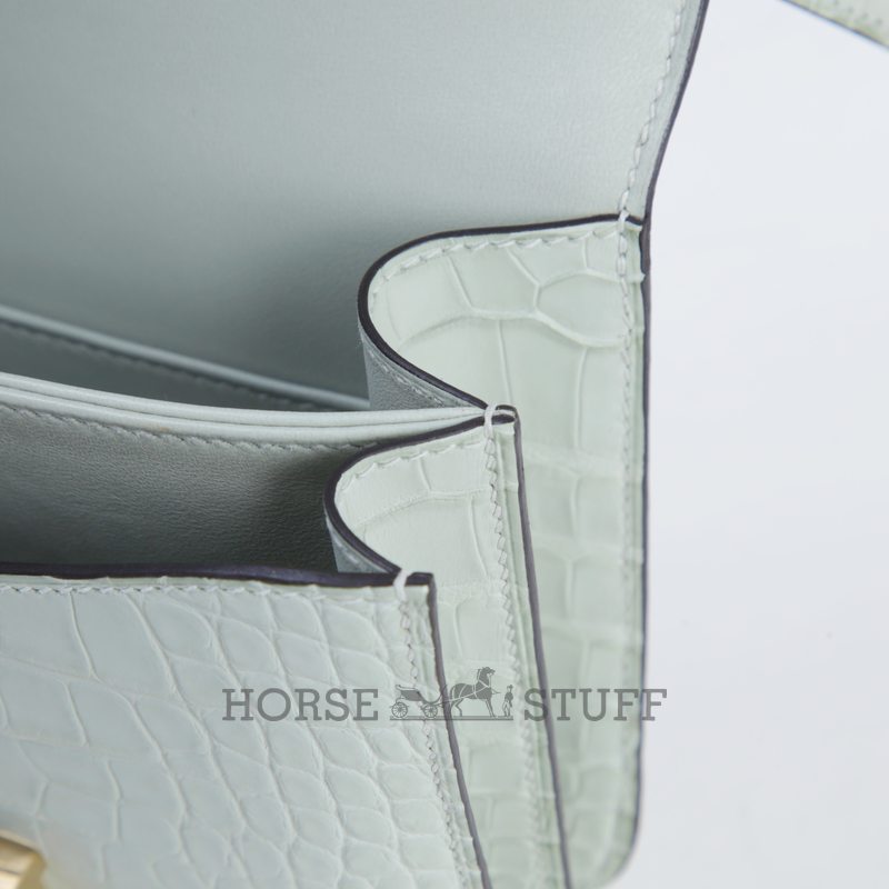 Hermès Constance 18 Vert Peppermint Matte Crocodile Alligator Permabrass