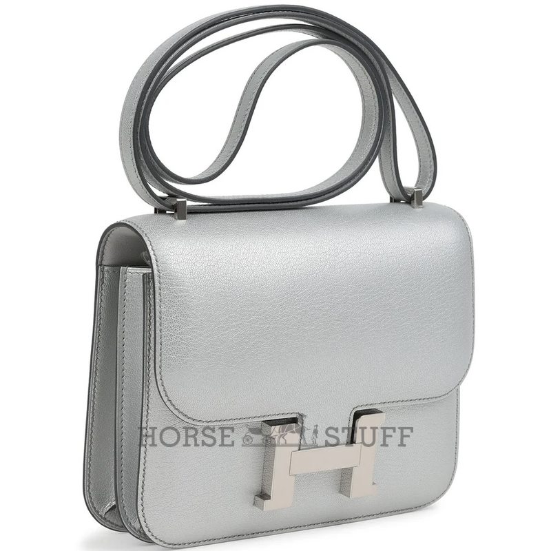 Hermès Constance 18 Exceptional Super Rare Argente ( Metallic Silver ) Chèvre Mysore PHW