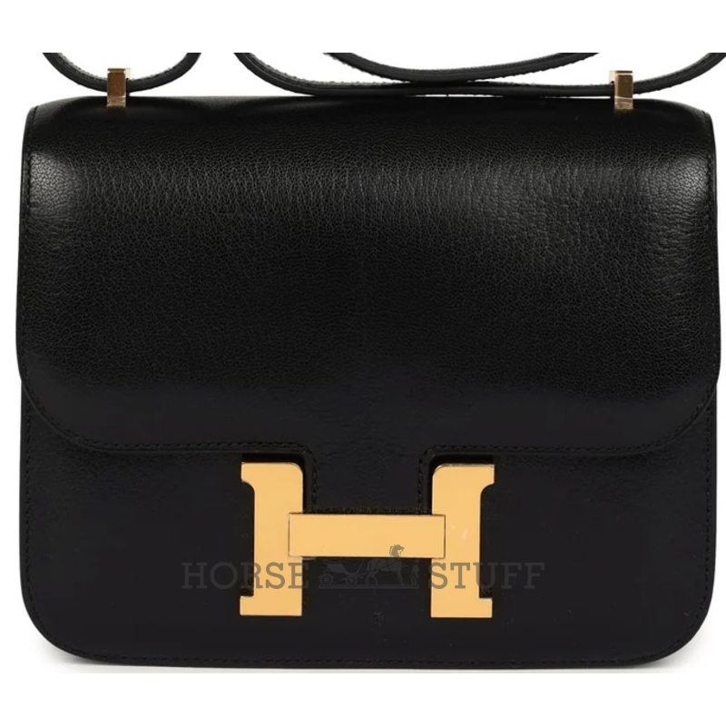 HERMÈS Constance Mini 18 Black Chèvre Chamkila GHW