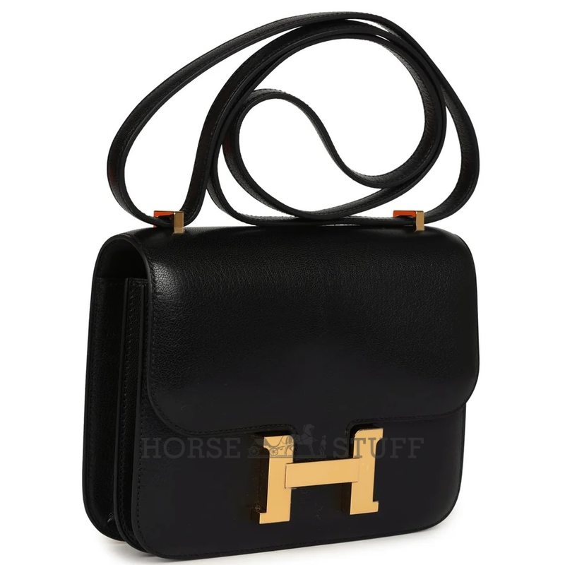 HERMÈS Constance Mini 18 Black Chèvre Chamkila GHW