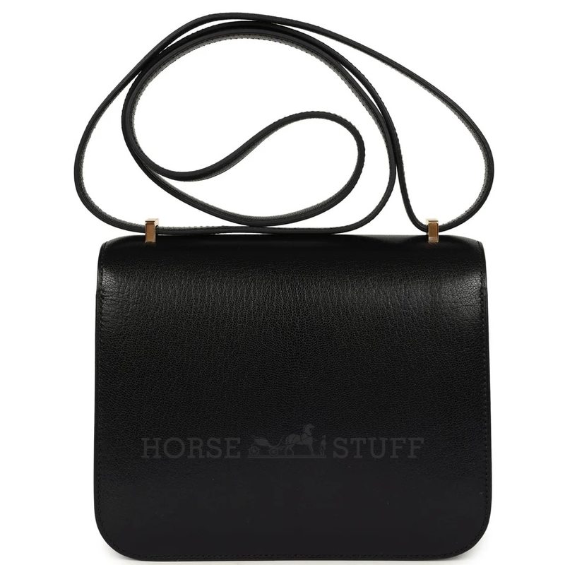 HERMÈS Constance Mini 18 Black Chèvre Chamkila GHW