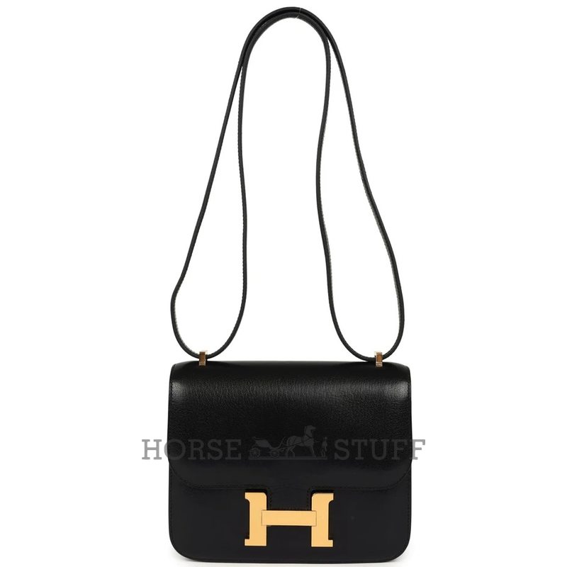 HERMÈS Constance Mini 18 Black Chèvre Chamkila GHW