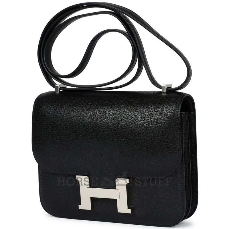 HERMÈS Constance Mini 18 Black Chèvre Chamkila PHW