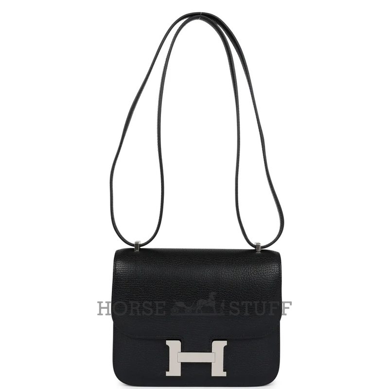 HERMÈS Constance Mini 18 Black Chèvre Chamkila PHW